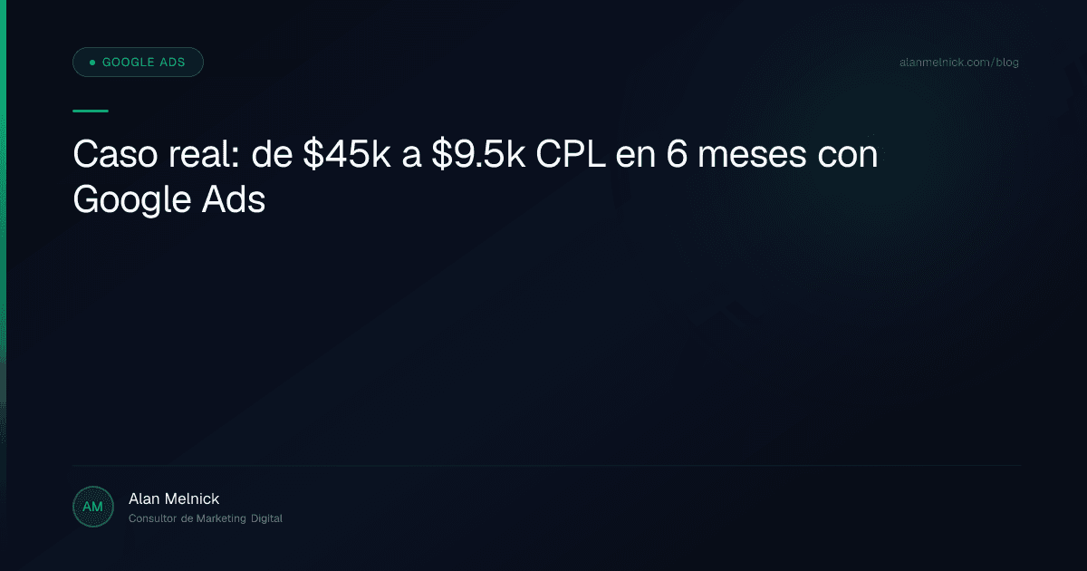 Caso real: de $45k a $9.5k CPL en 6 meses con Google Ads
